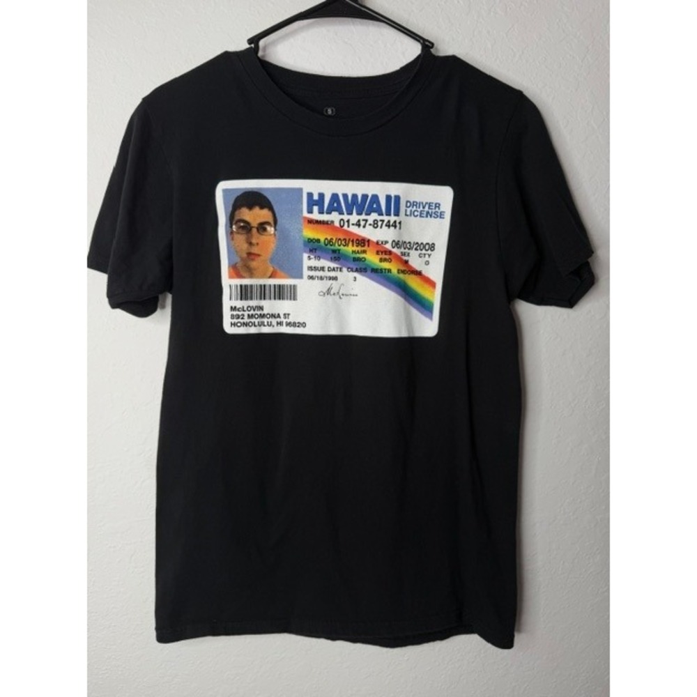 Superbad McLovin Hawaii Drivers License T-Shirt Ripple Junction Black Small